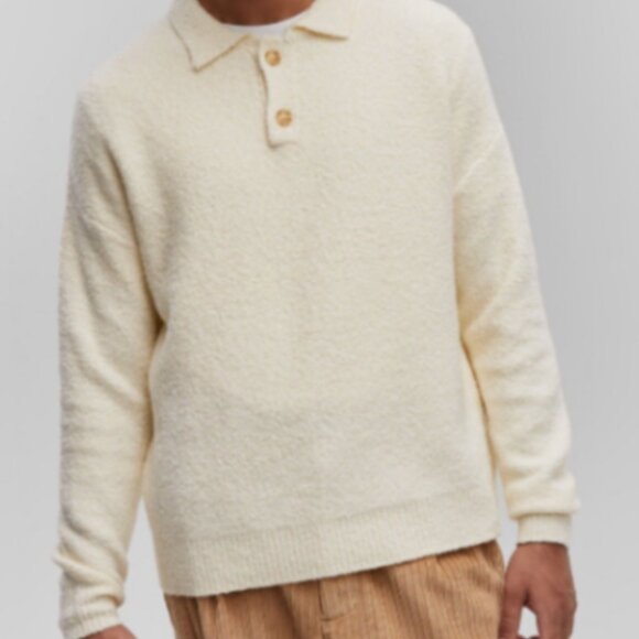 Mode Of One Men’s Long Sleeve Polo Sweater Soft Vanilla Size XXL - Picture 2 of 9